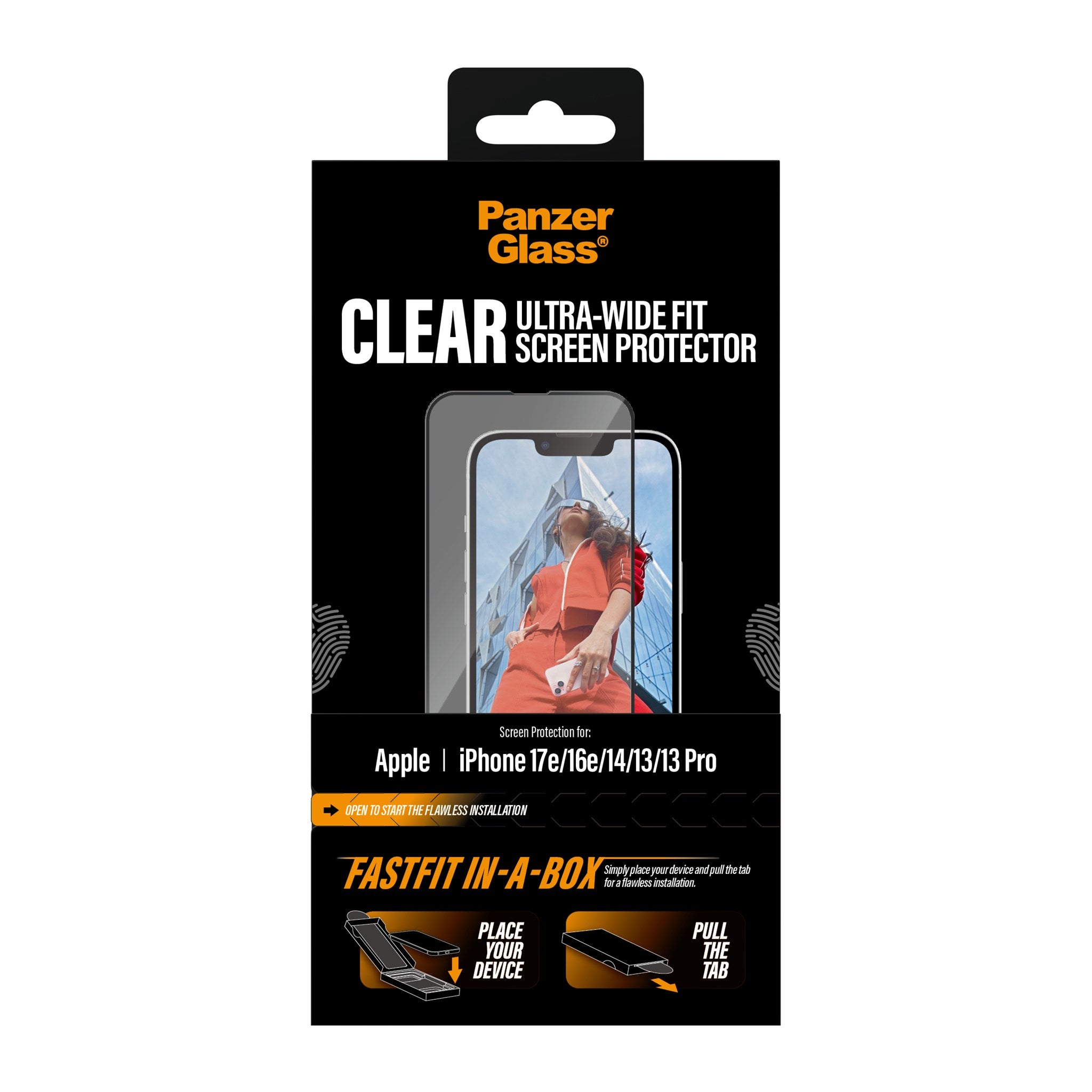 PanzerGlass® Displayschutz iPhone 17e | 16e | 14 | 13 | 13 Pro | Ultra-Wide Fit m. Fastfit in-a-box